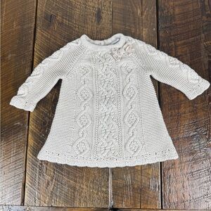 Cupcakes and Cashmere Baby Cable Knit Sweater Dress 0-3M Ivory